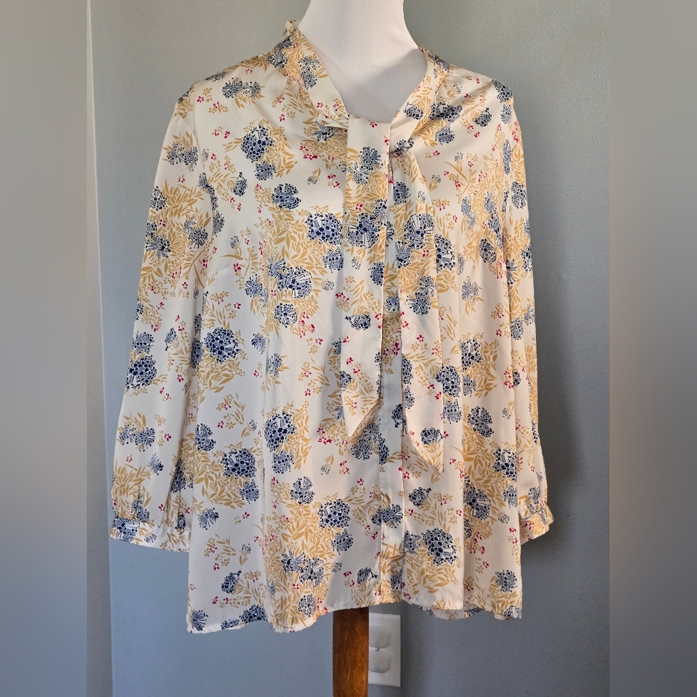 Modcloth Blue and Yellow Floral Blouse